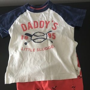 Carters 2T baseball shorts/matching shirt